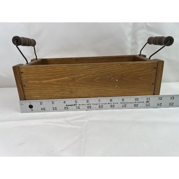 Vtg Decorative Country Farmhouse Wooden Fruit Storage Rectangle Basket W/Handles - Picture 5 of 6